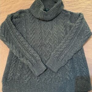 Ralph Lauren Cozy Gray Cable Knit Turtleneck Sweater